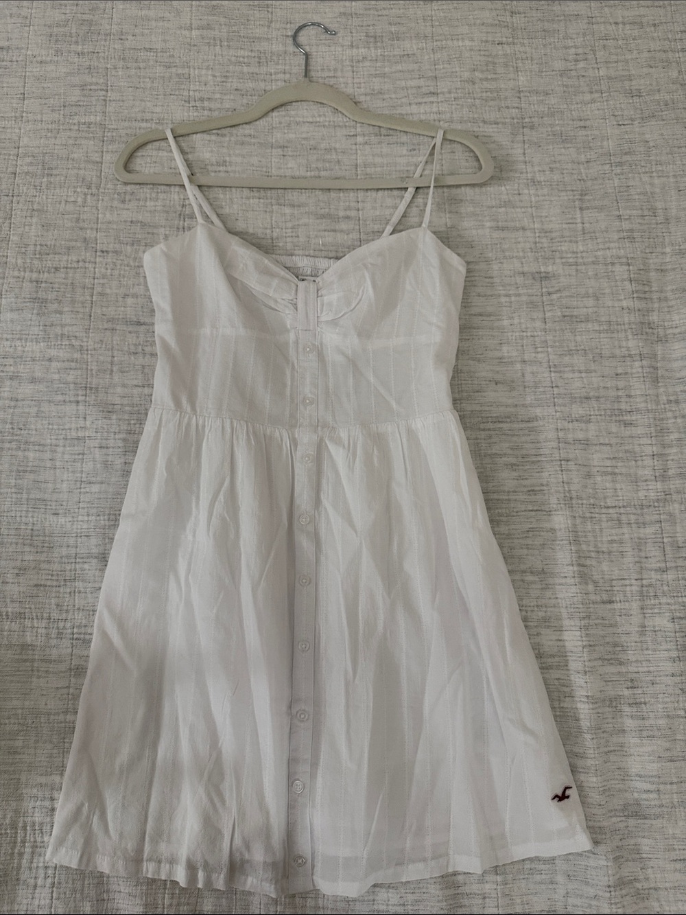 H&M White Button-Front Strappy Mini Dress